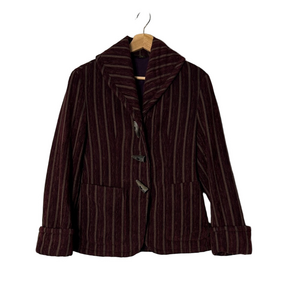 Women's Striped Burgundy Chenille Corduroy Designer Jacket Blazer